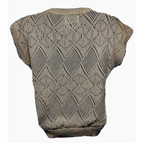 Billie Jo Sweater Womens Medium Beige Pointe Diamond Design Pullover Vintage - Picture 3 of 4